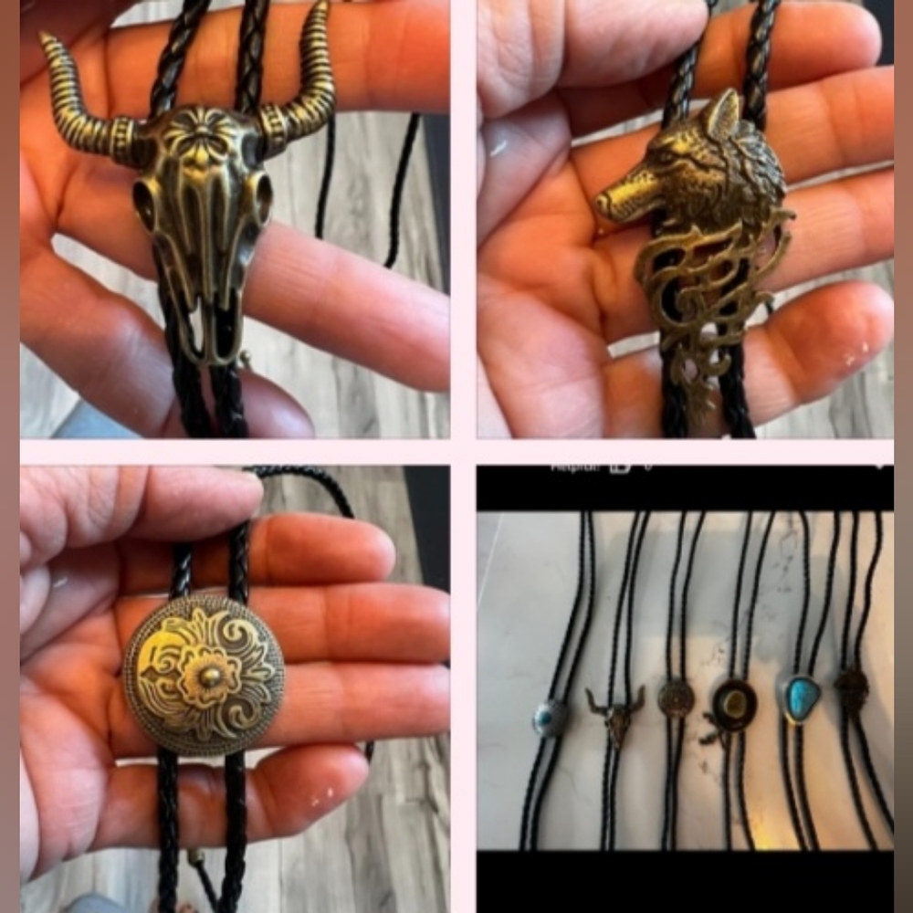 New set of 6 western leather 39.5" bolo ties